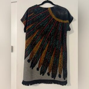 Aoyama Itchome brand Colorful Patterned Dress with Fringe size S/M (A103)